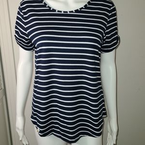 Simply Southern Dark Blue/White Striped Short Slee